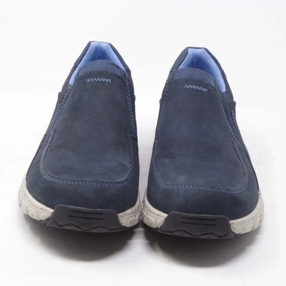 Clarks Womens Wave Plateau AP Slip On Shoes Navy Blue Nubuck 8W Wide